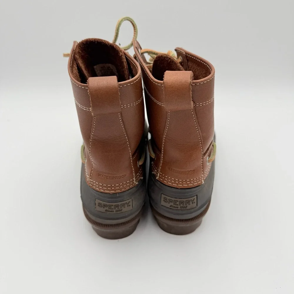 Sperry Decoy Duck Rain Boots Men 9M Brown Waterproof Leather STS13457